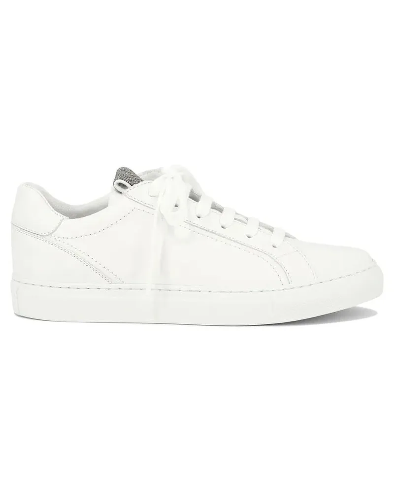 Brunello Cucinelli Low-Top Sneaker White Leather And Suede Sneakers weiß Weiß