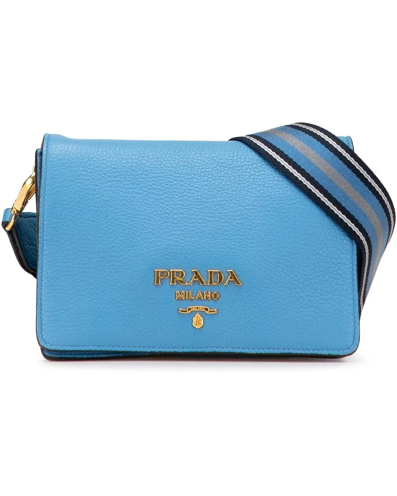 Prada Hobo Bags Vitello Daino Flap Crossbody blau Blau