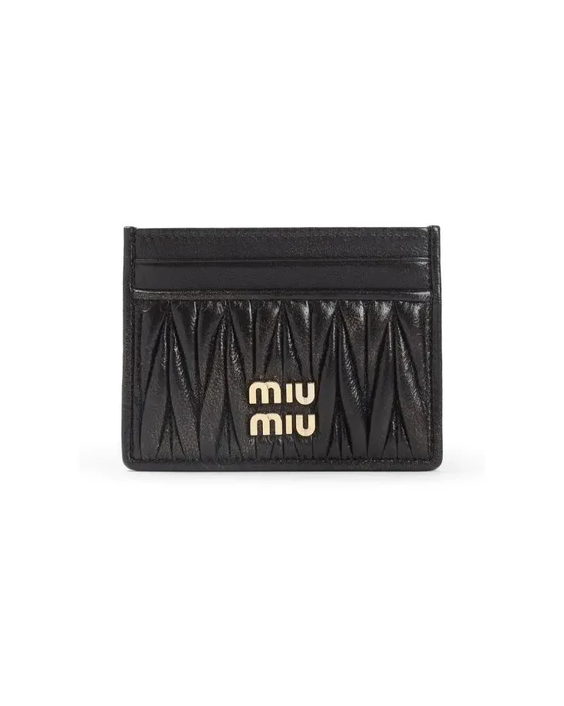 Miu Miu Portemonnaie Quilted Black Lamb Leather Compact Wallet schwarz Schwarz