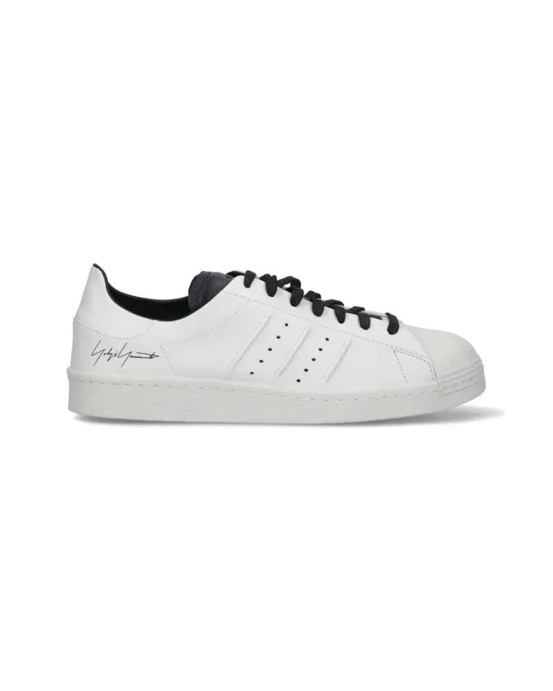 Y-3 Low-Top Sneaker Contrast-Detail White Leather  Superstar Sneake weiß Weiß