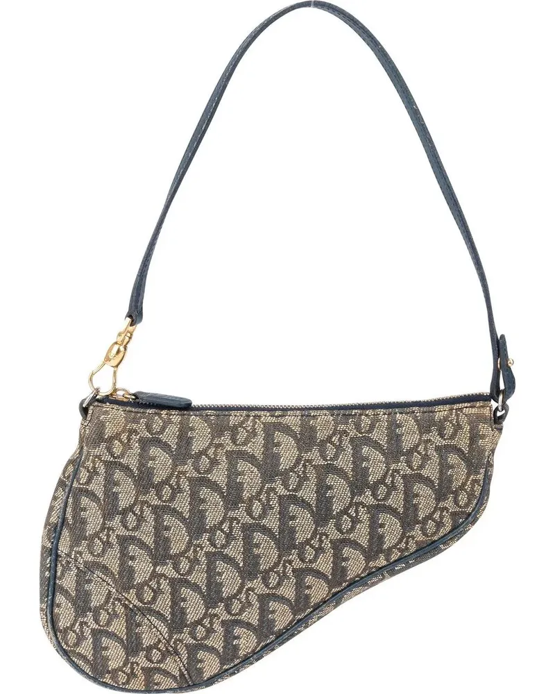 Dior Crossbody Bags  Trotter Monogram Mini Saddle Handba blau Blau