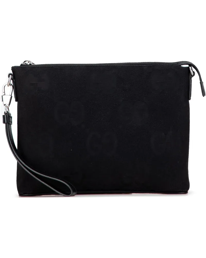 Gucci Hobo Bags Jumbo GG Canvas Clutch on Strap schwarz Schwarz