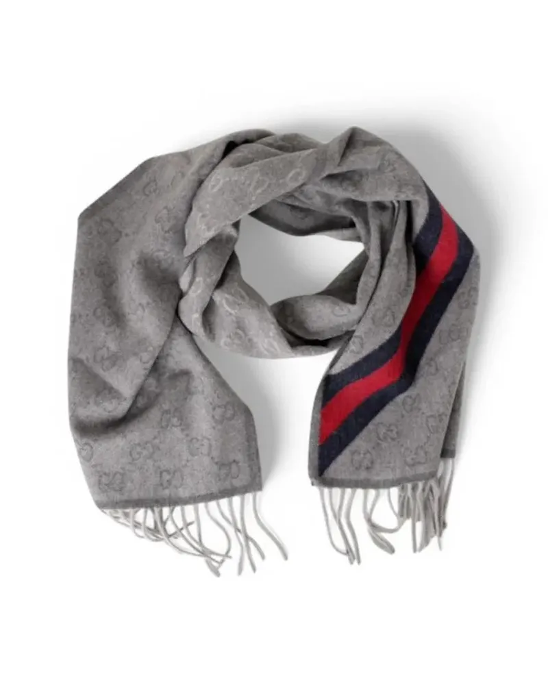 Gucci Tücher & Schals Gg Web Wool Scarf - Grey grau Grau