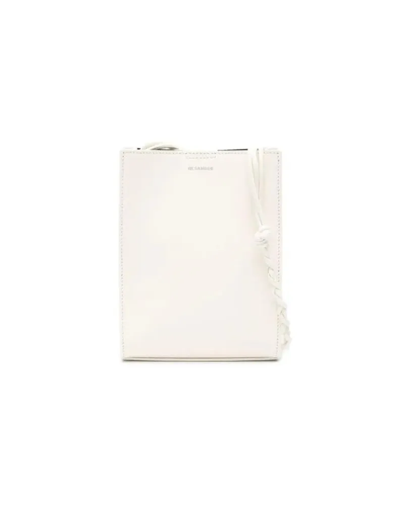 Jil Sander Crossbody Bags White Calf Leather Handbag With Braided Strap And weiß Weiß
