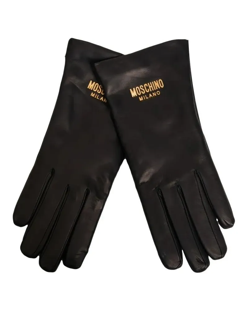 Moschino Handschuhe Tailored Leather Gloves schwarz Schwarz