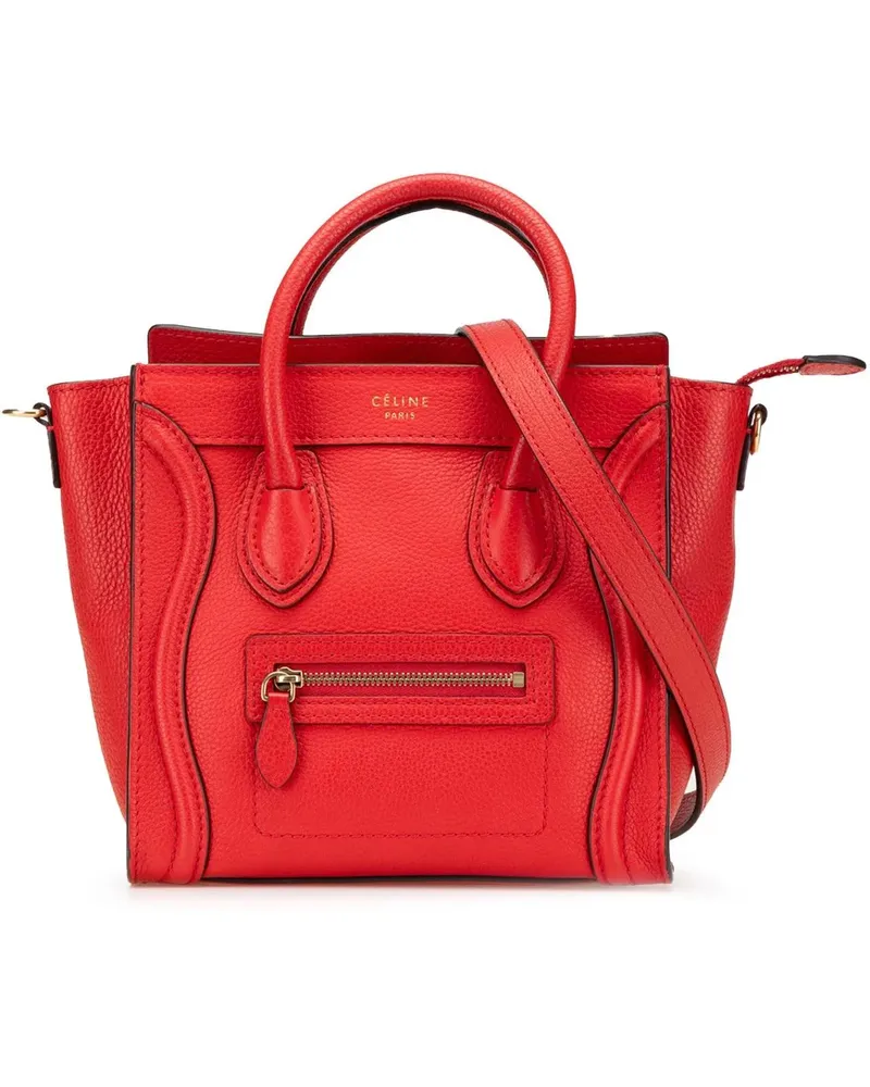 Celine Hobo Bags Nano Leather Luggage Tote rot Rot