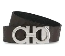 Gürtel Calf Leather Belt With Double Gancini Buckle braun