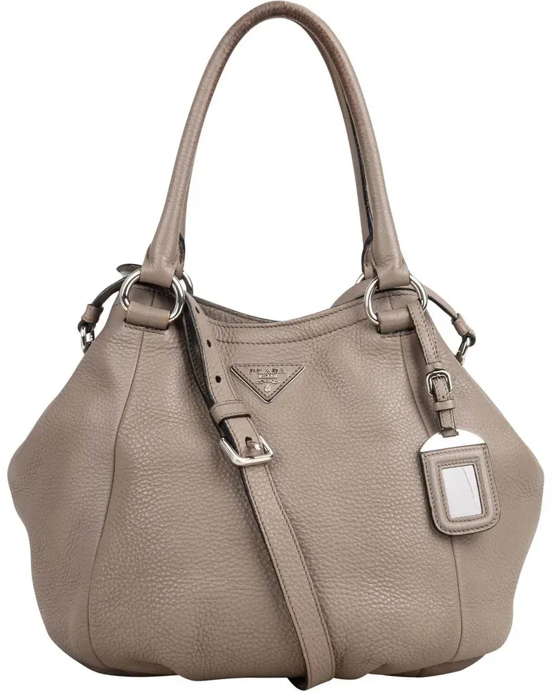 Prada Crossbody Bags  Grey Leather Vitello Handbag bunt Bunt