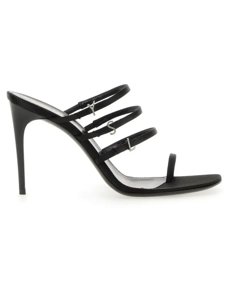 Saint Laurent Sandalen High Stiletto Sandal With Metallic Letter Accents grau Grau