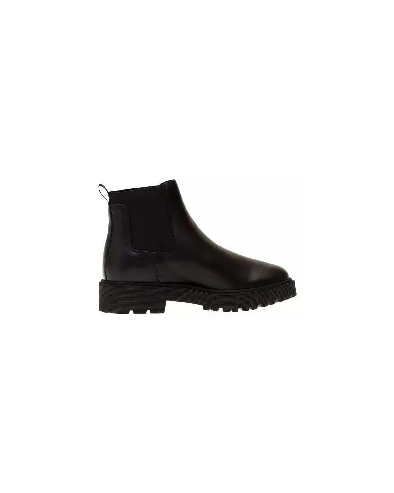 Hogan Stiefel Route Bottom Ankle Boot In Black Leather schwarz Schwarz