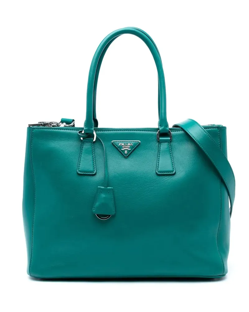 Prada Hobo Bags Large City Calf Galleria Double Zip Satchel grün Grün