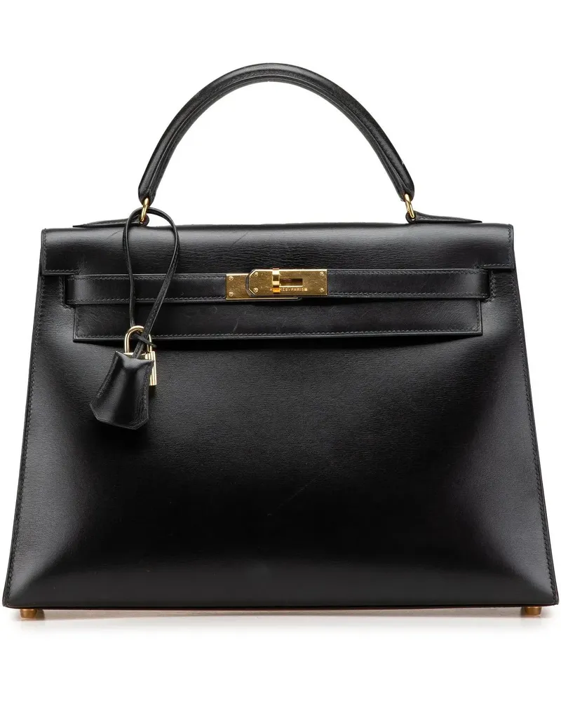 Hermès Hobo Bags 1993 Box Calf Kelly Sellier 32 schwarz Schwarz