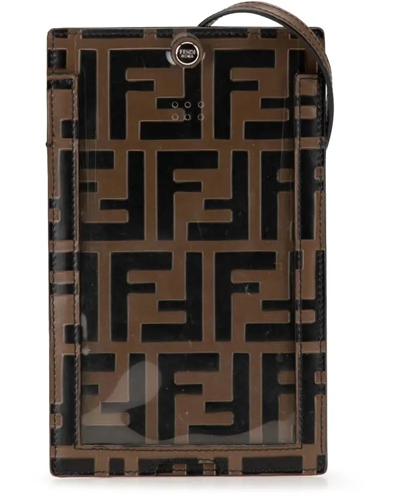 Fendi Hobo Bags 2010-2024 Zucca Embossed Leather Phone Holder Satc braun Braun