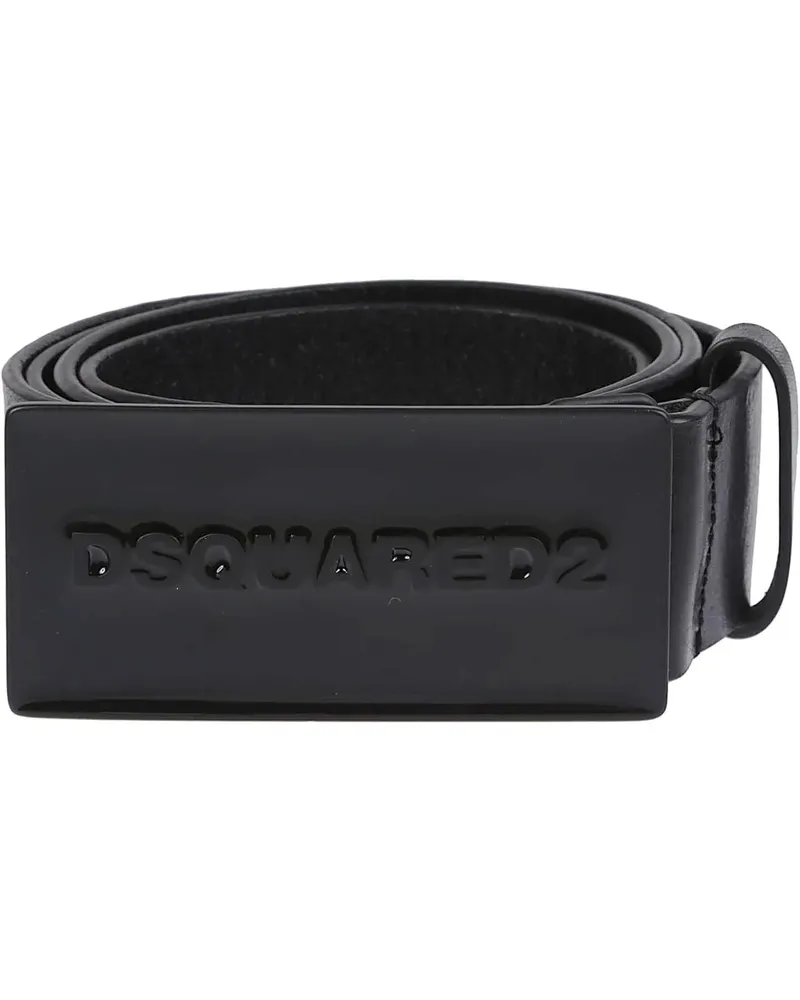 Dsquared2 Gürtel Logo Plaque Belt Black schwarz Schwarz