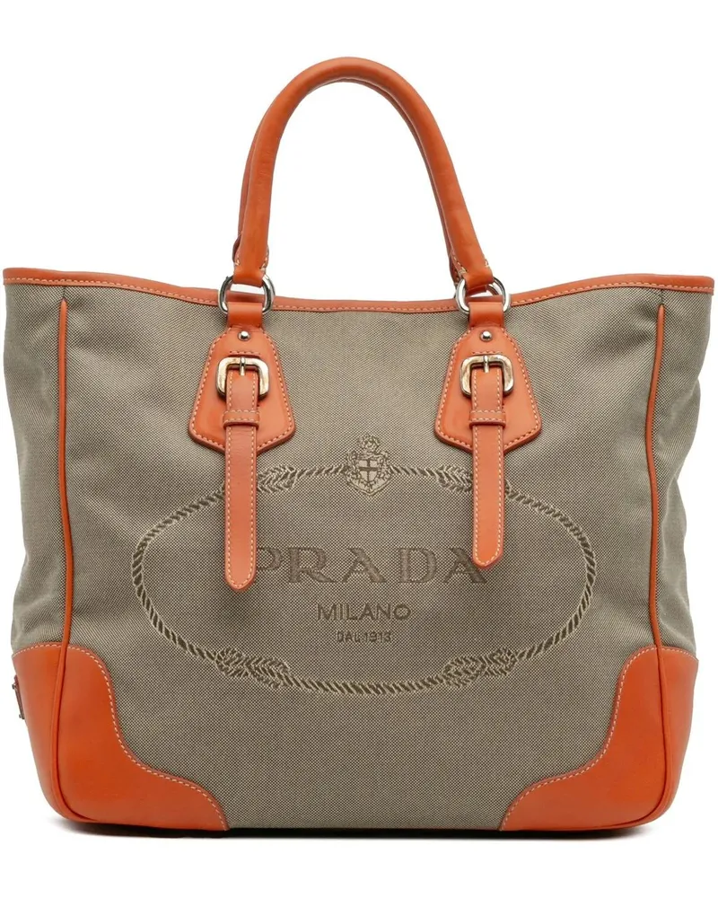 Prada Hobo Bags Canvas Canapa Logo Convertible Tote braun Braun
