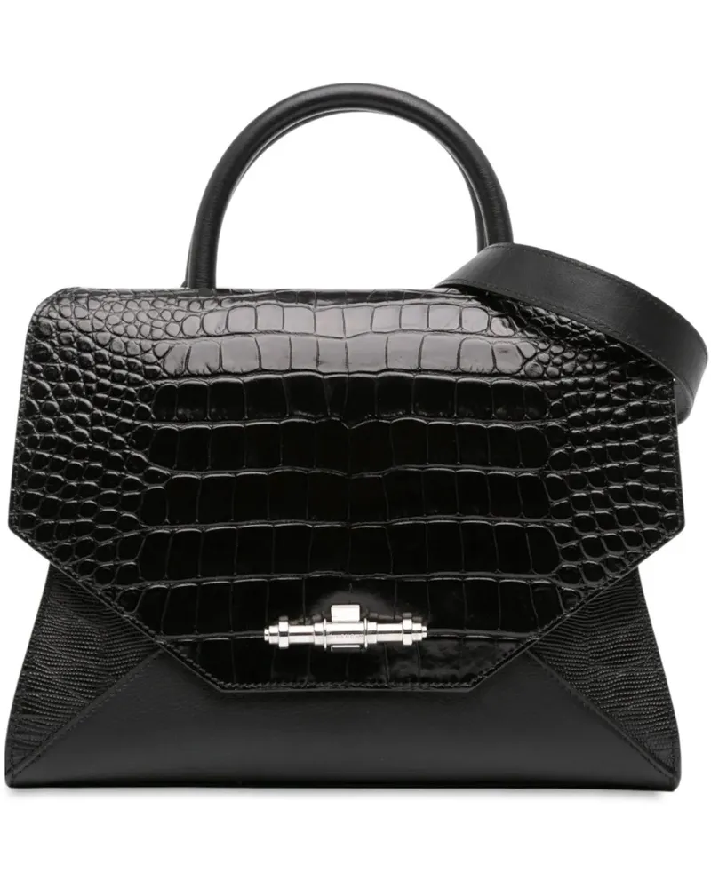 Givenchy Hobo Bags Croc Embossed Calfskin Obsedia Satchel schwarz Schwarz