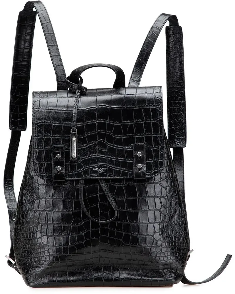 Saint Laurent Rucksäcke Croc Embossed Calfskin Sac De Jour Backpack schwarz Schwarz