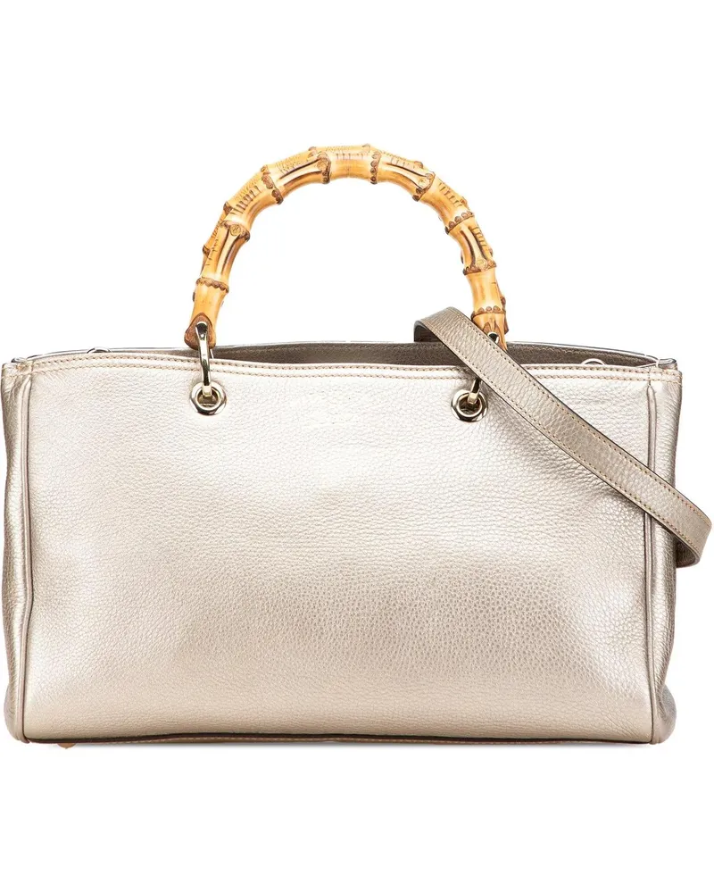 Gucci Hobo Bags Medium Calfskin Bamboo Shopper Satchel goldfarben Gold