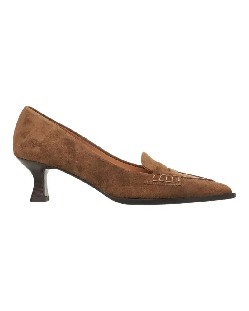 Billi Bi Hohe Schuhe Moccasin-Detail Suede Pumps With Pointed Toe braun Braun
