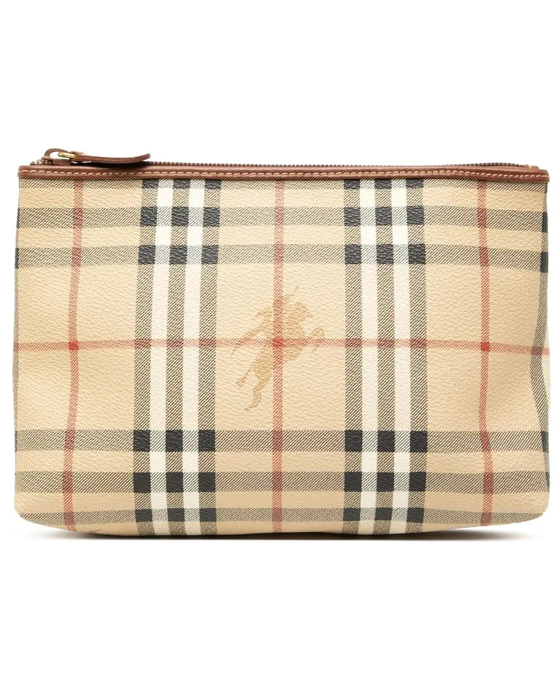 Burberry Kosmetiktaschen Haymarket Check Coated Canvas Pouch braun Braun