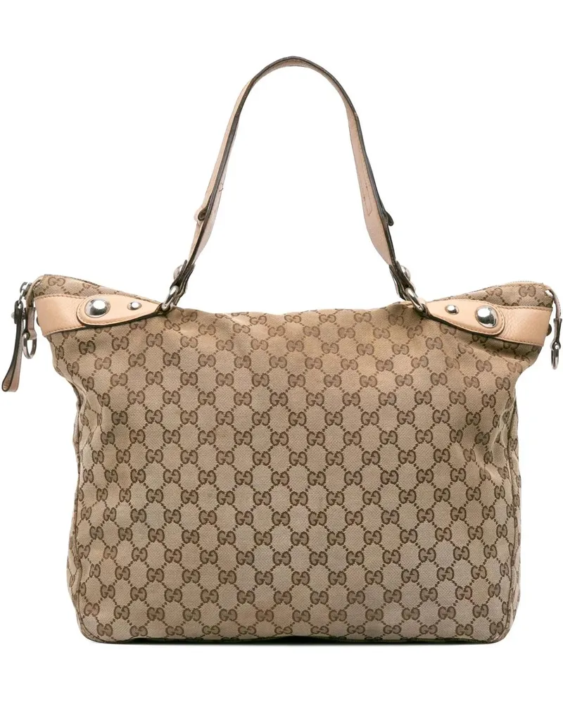 Gucci Hobo Bags Large GG Canvas Icon Bit Satchel braun Braun