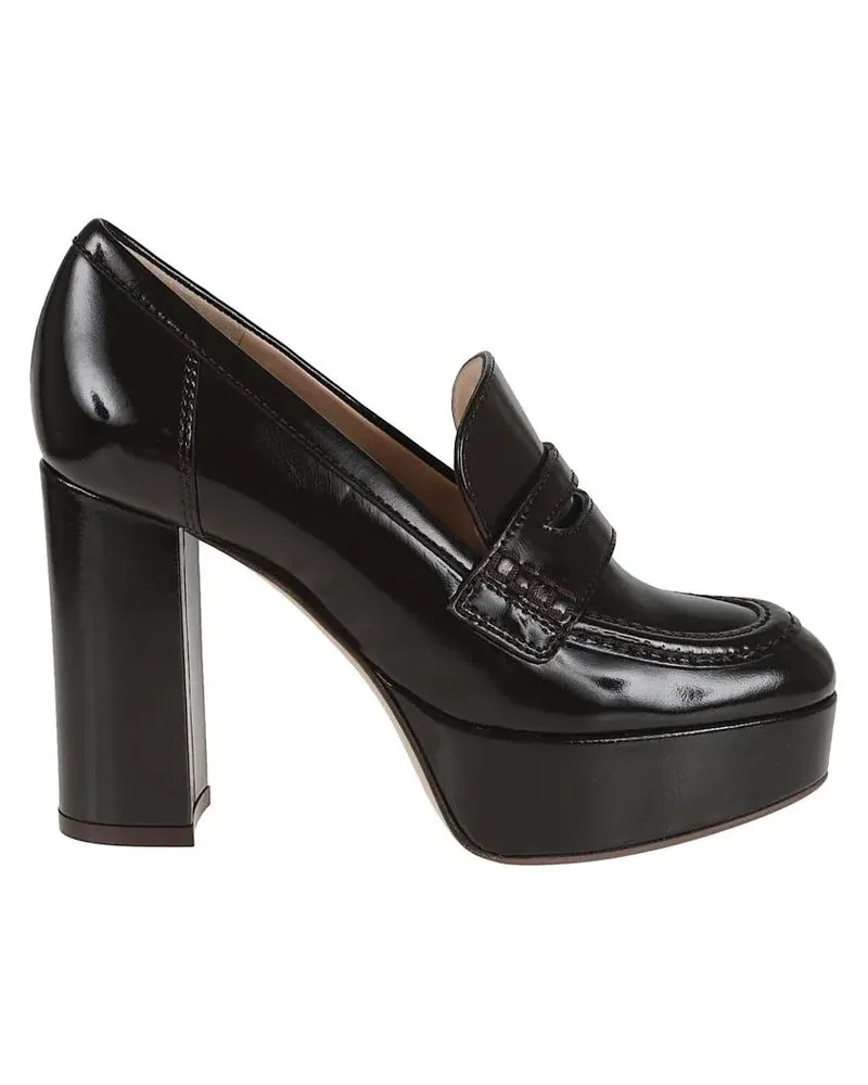 Gianvito Rossi Hohe Schuhe Polished Leather Moccasin schwarz Schwarz