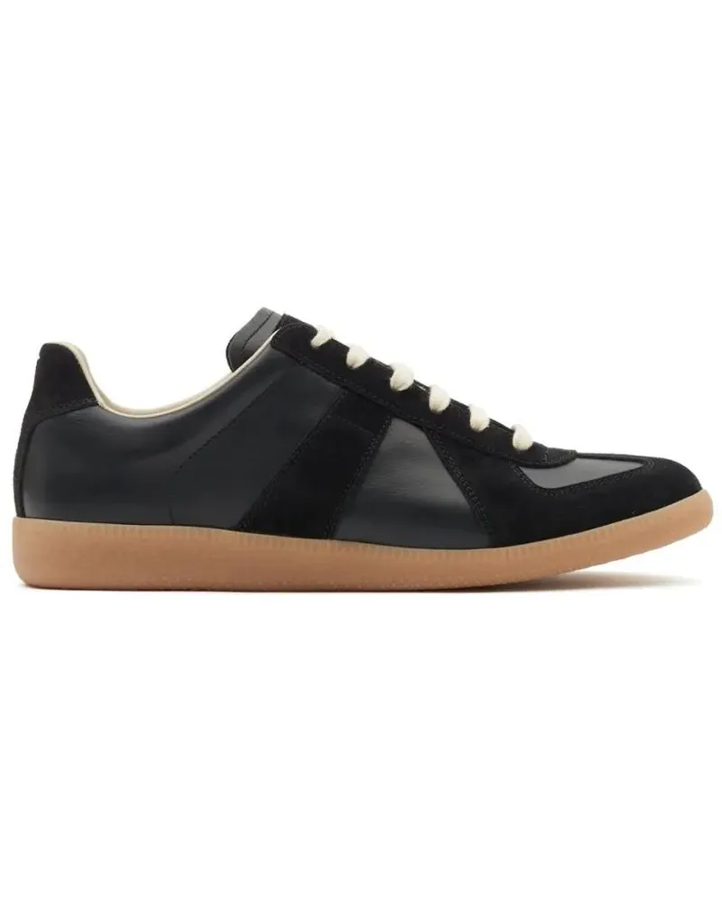 Maison Margiela Low-Top Sneaker Black Leather And Suede Sneakers With Contrasting schwarz Schwarz
