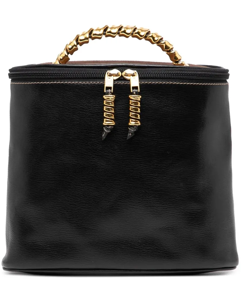 Loewe Kosmetiktaschen Leather Velasquez Twist Vanity Bag schwarz Schwarz