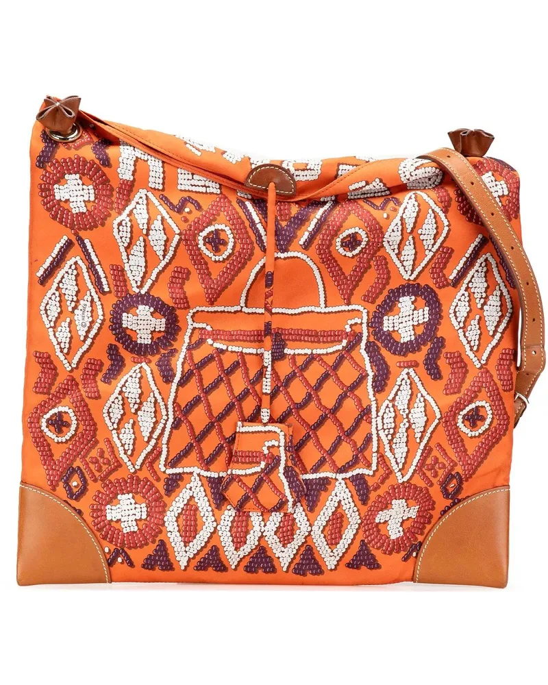 Hermès Hobo Bags Silk and Barenia Kelly En Perles Silky City 33 orange Orange