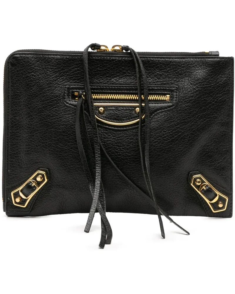 Balenciaga Clutches Chevre Motocross Metallic Edge Clutch schwarz Schwarz
