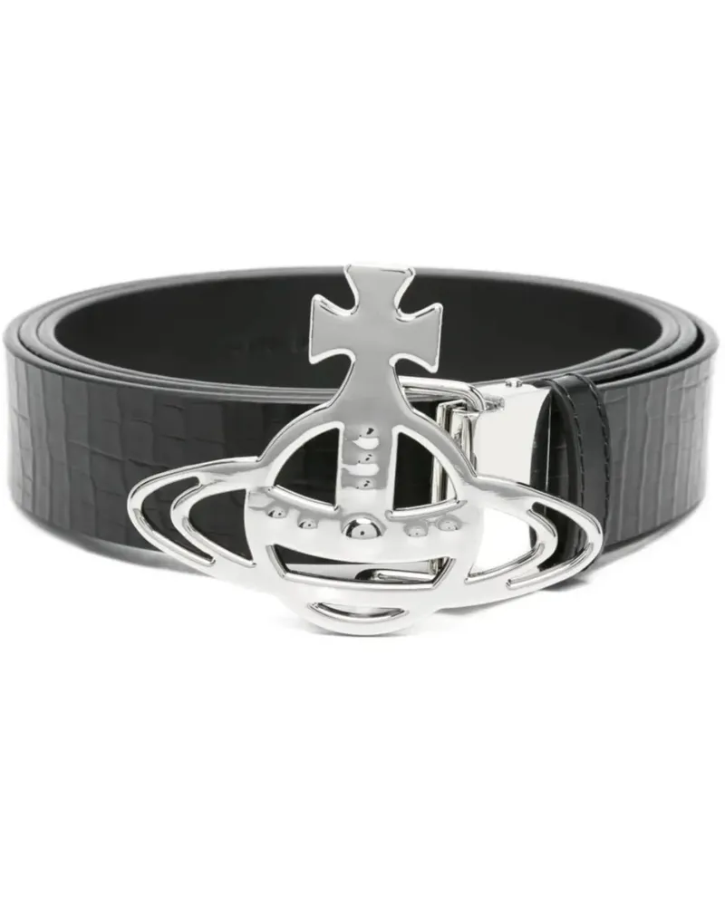 Vivienne Westwood Gürtel Line Orb Buckle Belt/silver Black schwarz Schwarz