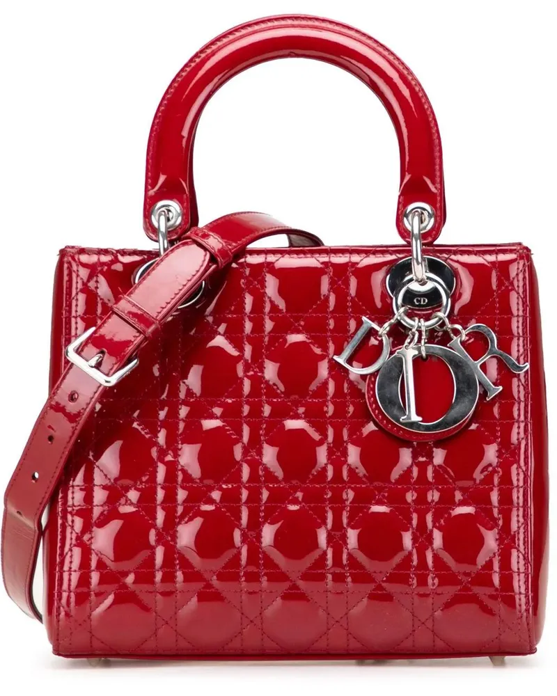 Dior Hobo Bags Medium Patent Cannage Lady Dior rot Rot