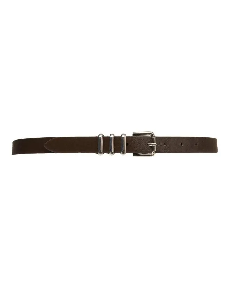 Dondup Gürtel Calf Hair Belt With Metallic Buckle schwarz Schwarz
