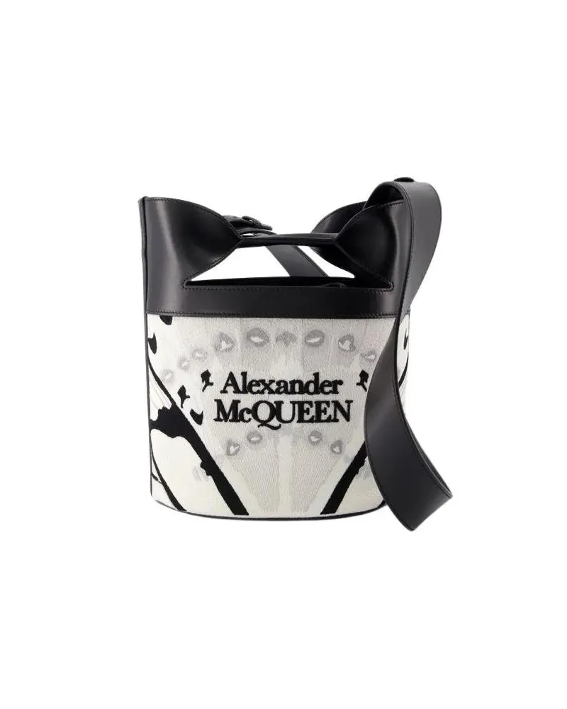 Alexander McQueen Beuteltaschen The Bucket Bow Crossbody - Leather - White schwarz Schwarz