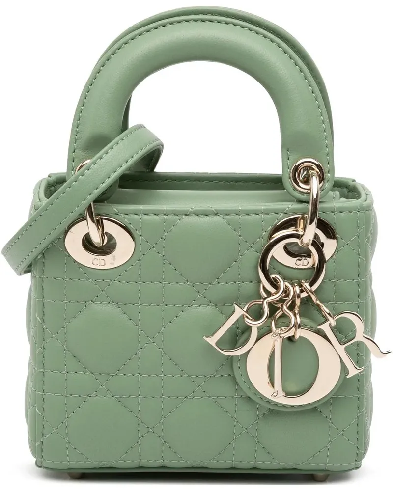 Dior Hobo Bags Micro Lambskin Cannage Lady Dior grün Grün