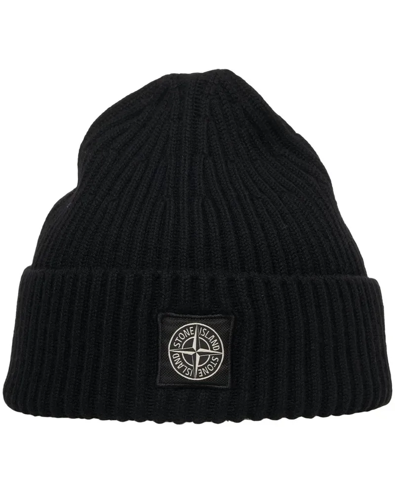 Stone Island Caps & Mützen Knit beanie with logopatch schwarz Schwarz