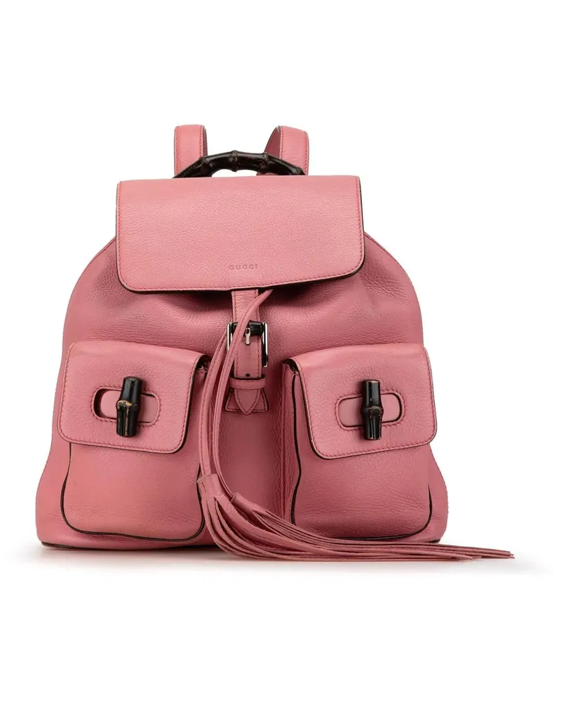 Gucci Rucksäcke Leather Bamboo Tassel Backpack rosa Gold