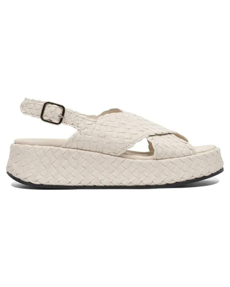 Pons Quintana Sandalen Woven Leather Sandals With Cross-Strap Design beige Beige