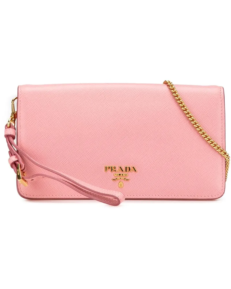Prada Hobo Bags Saffiano Lux Wallet on Chain rosa Gold
