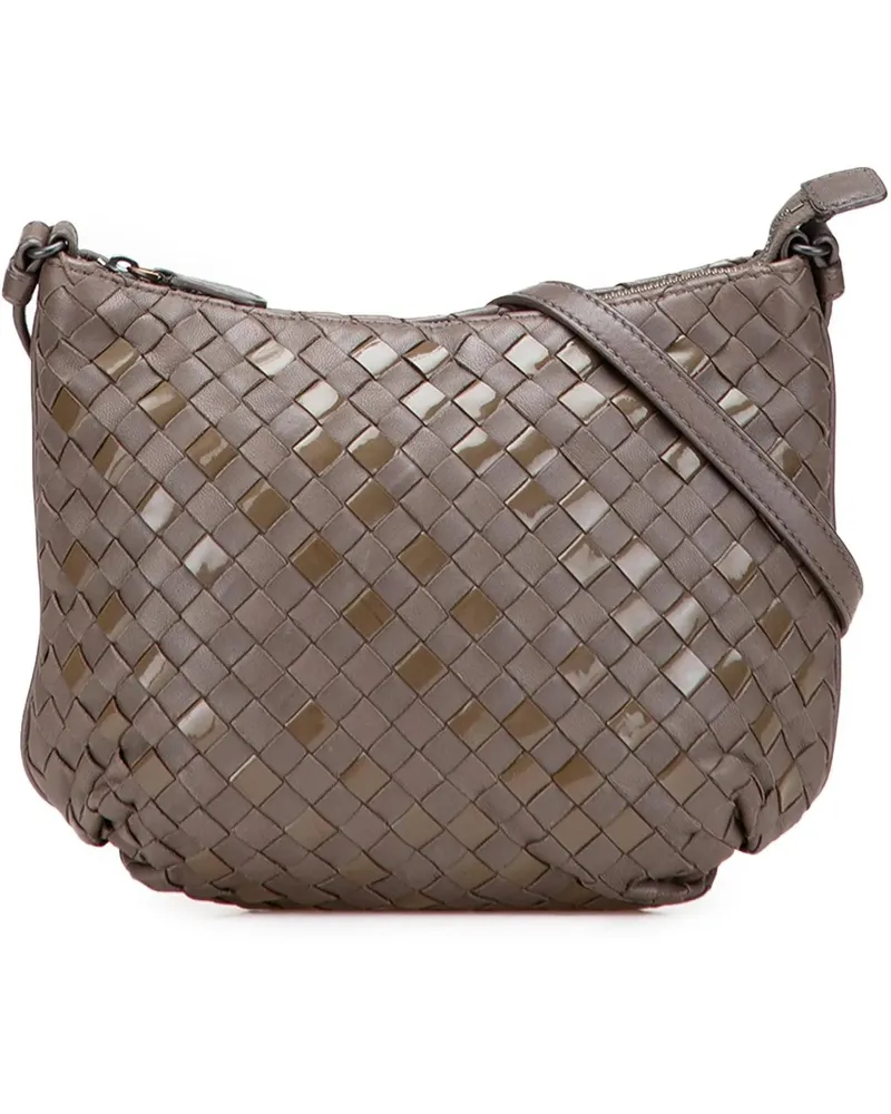 Bottega Veneta Hobo Bags Nappa and Patent Intrecciato Crossbody braun Braun