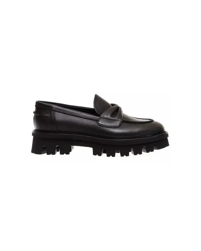 Attilio Giusti Leombruni Classy Black Leather Bow Moccasins schwarz Schwarz