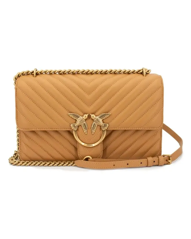 Pinko Hobo Bags Chevron Quilted Nappa Leather Shoulder Bag braun Braun
