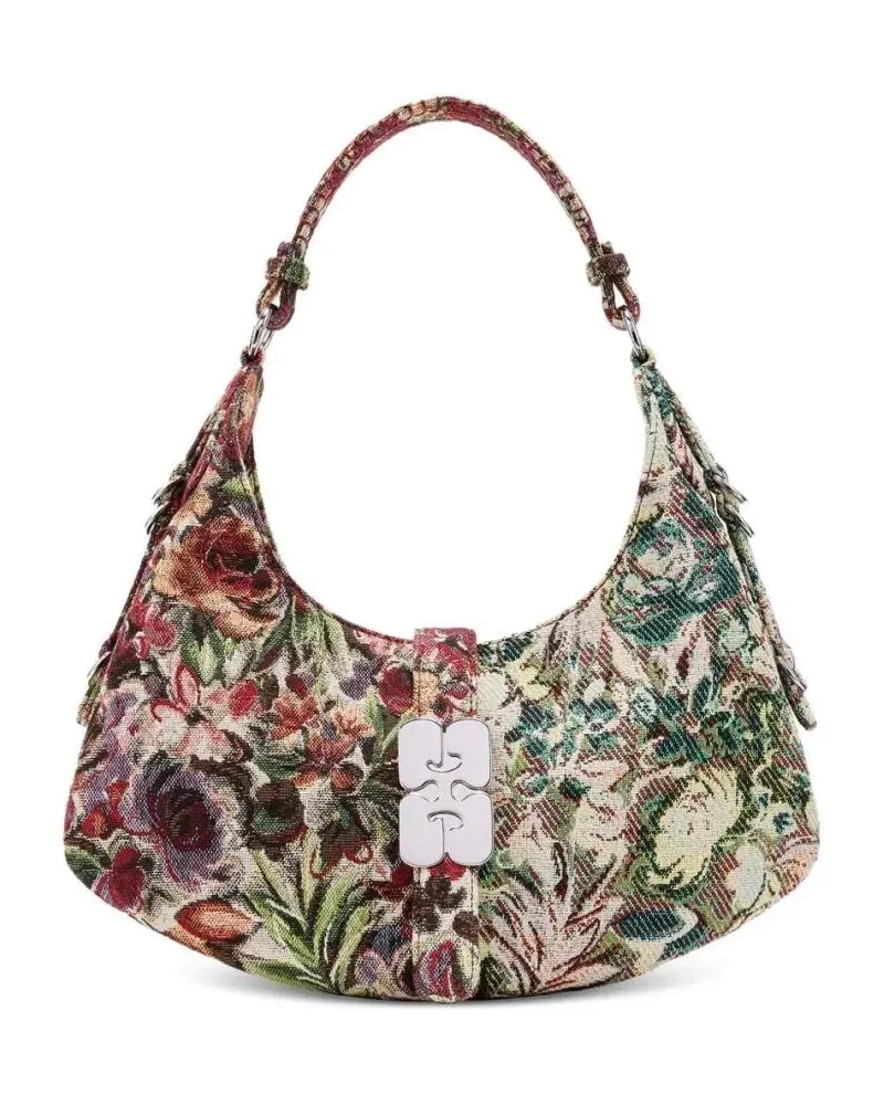 Ganni Hobo Bags Shoulder Bag With Floral Tapestry Design grün Grün