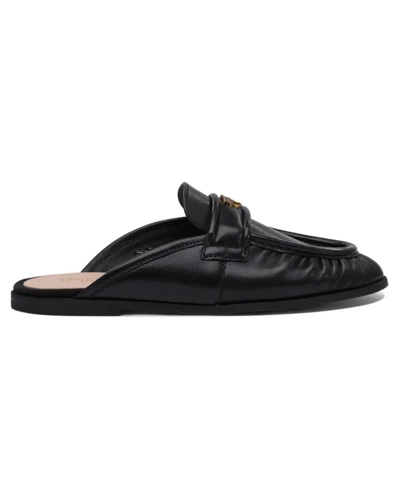 Pinko Leather Loafers With Gathered Detailing schwarz Schwarz