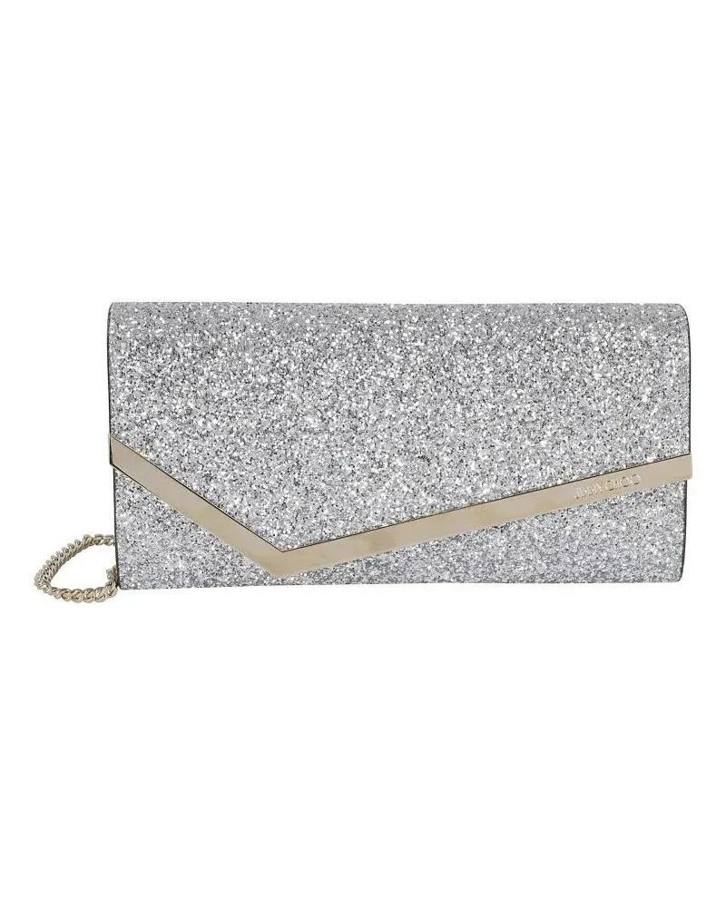 Jimmy Choo Clutches Powder Glitter Fabric Clutch silberfarben 