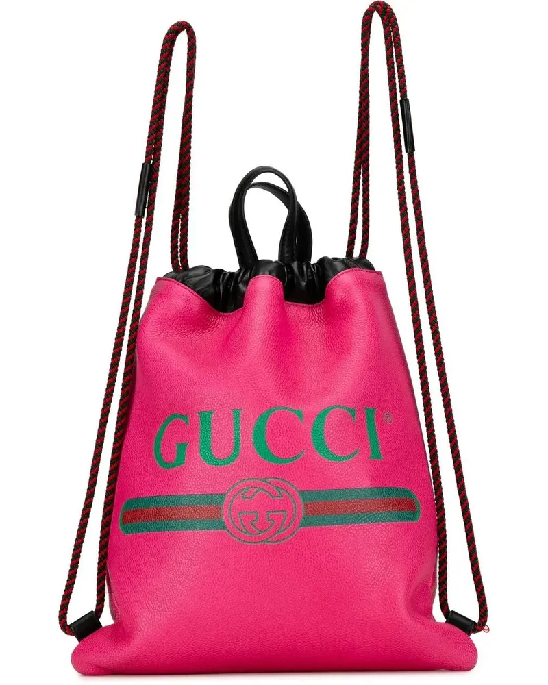 Gucci Rucksäcke Logo Drawstring Backpack rosa Gold