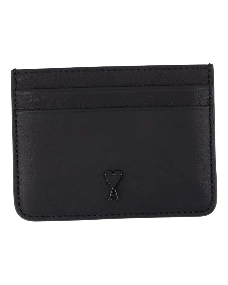 AMI Paris Portemonnaies Calfskin Leather Card Case With Embossed Logo schwarz Schwarz