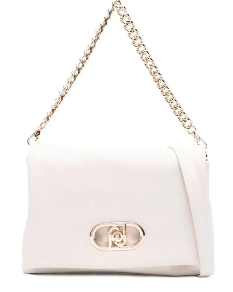 Liu Jo Hobo Bags Textured Gray Shoulder Bag With Gold Clasp weiß Weiß