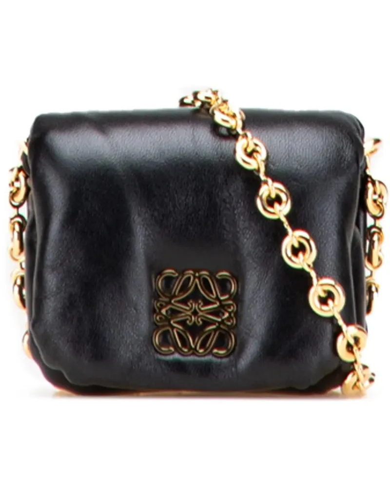Loewe Hobo Bags Shiny Lambskin Goya Puffer Case schwarz Schwarz