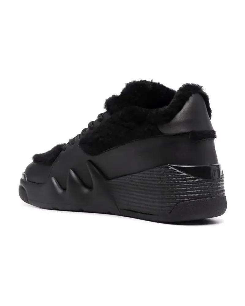 Giuseppe Zanotti Low-Top Sneaker Low-Cut Black Trainers With Plush Fur Accents schwarz Schwarz